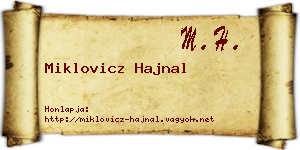 Miklovicz Hajnal névjegykártya